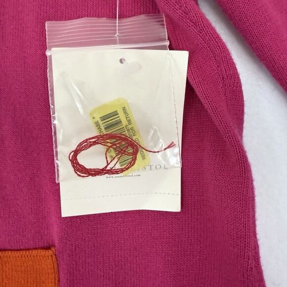 Susan Bristol Sz CL Vintage NWT Full Zip Cotton Cardigan Jacket Sweater Y2K Pink - Picture 10 of 15